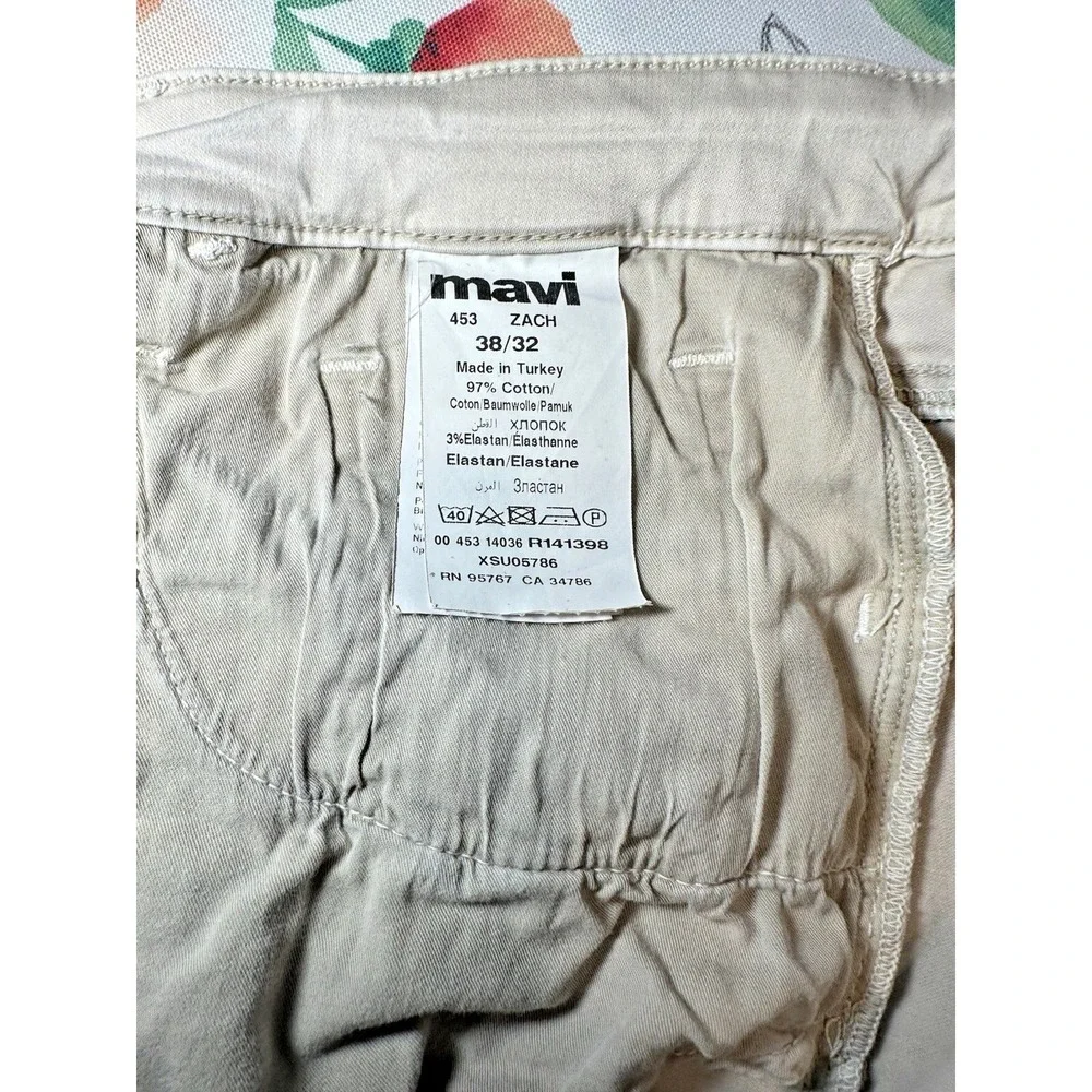 Mavi Jeans Pants Mens 38x32 Beige Chino Zach Straight Leg Stretch Casual Work